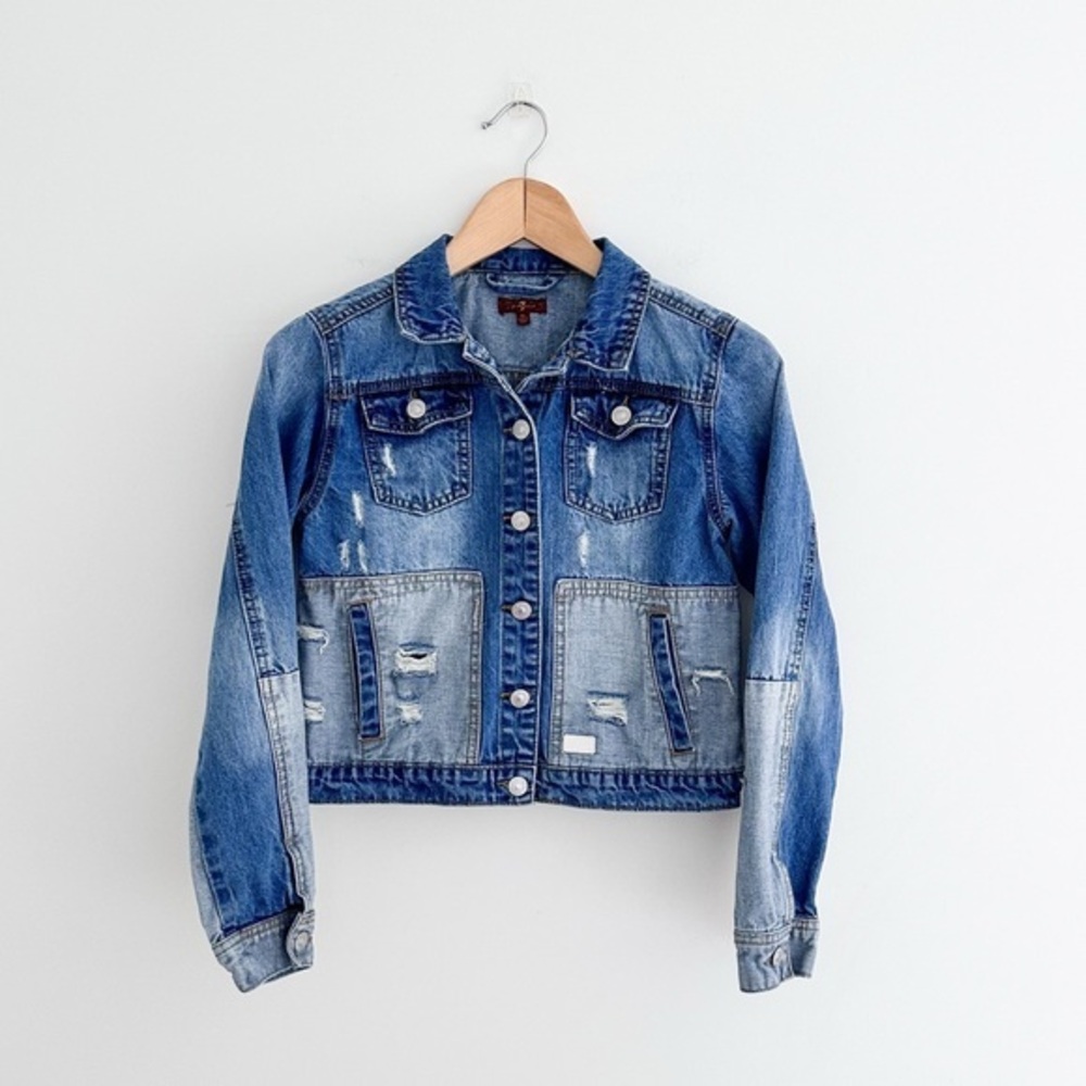 7 For All Mankind Kids Patchwork Denim Jacket Size XL